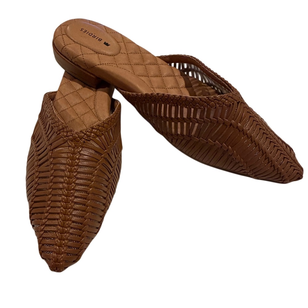 Birdies Woven Leather Mule Flats – Women's Size 7.5 – Cognac Brown